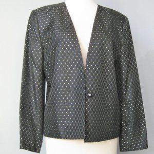 Black Evening Jacket / Vtg 90s / "Personal" black blazer with gold and silver